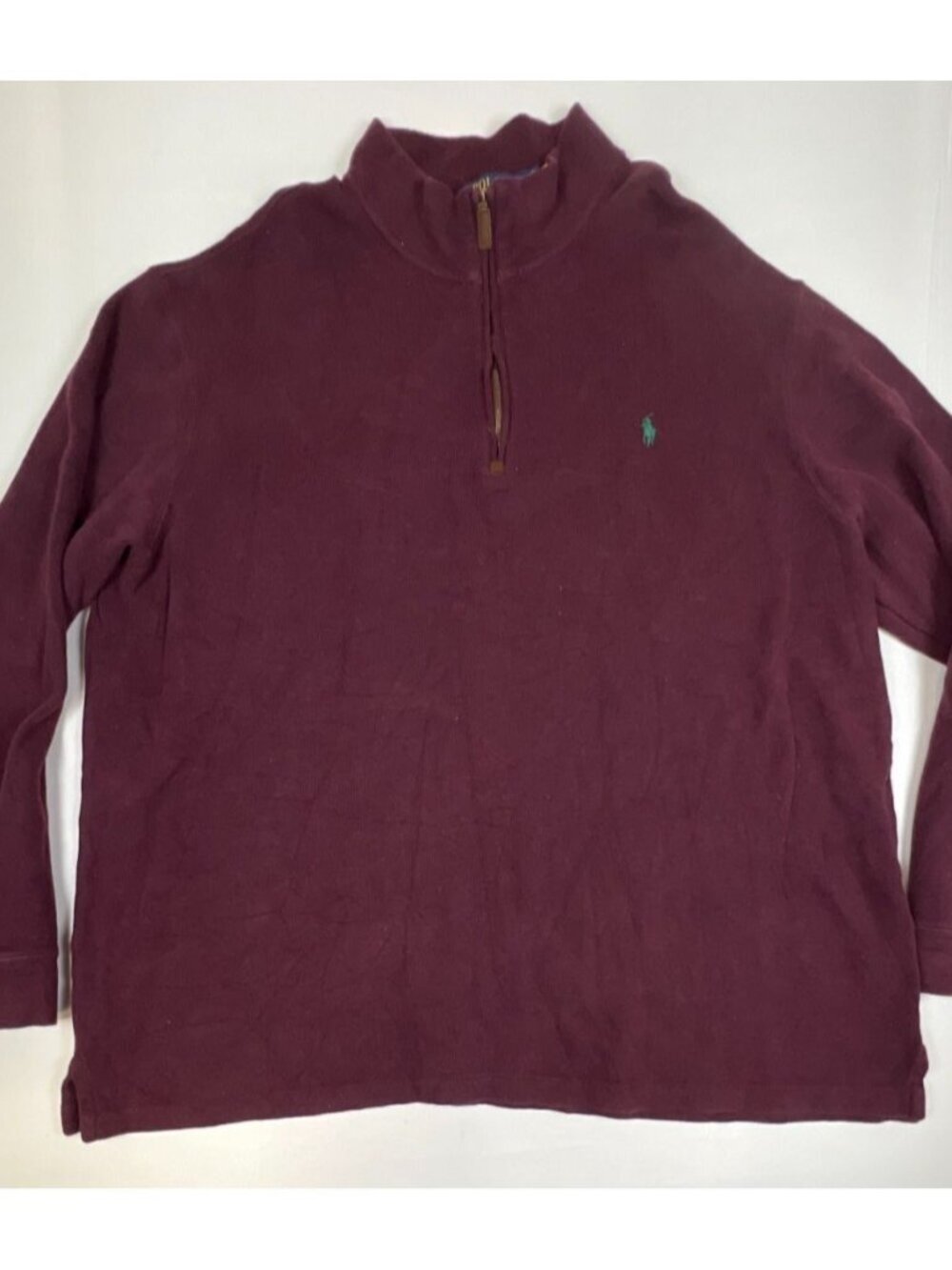 Polo Ralph Lauren Men 3XLT Big & Tall Burgundy Quarter Zip Fleece Pullover